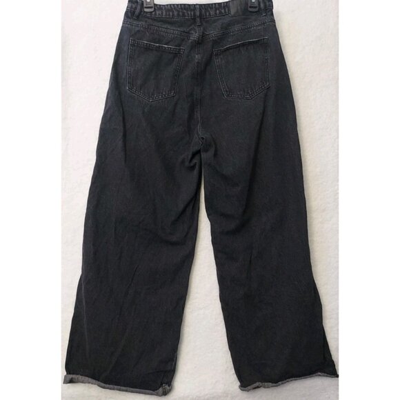 Misguided Womens 10 Baggy Wide Leg Black Ripped Jeans Y2K Grunge Goth Skater - Picture 6 of 10